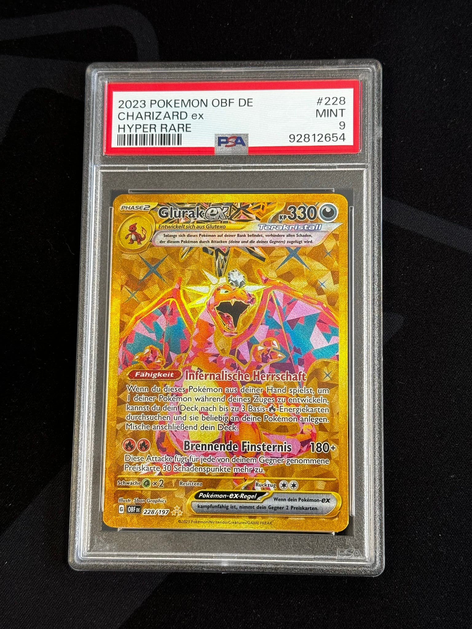Charizard ex - OBF 228 - German - PSA 9