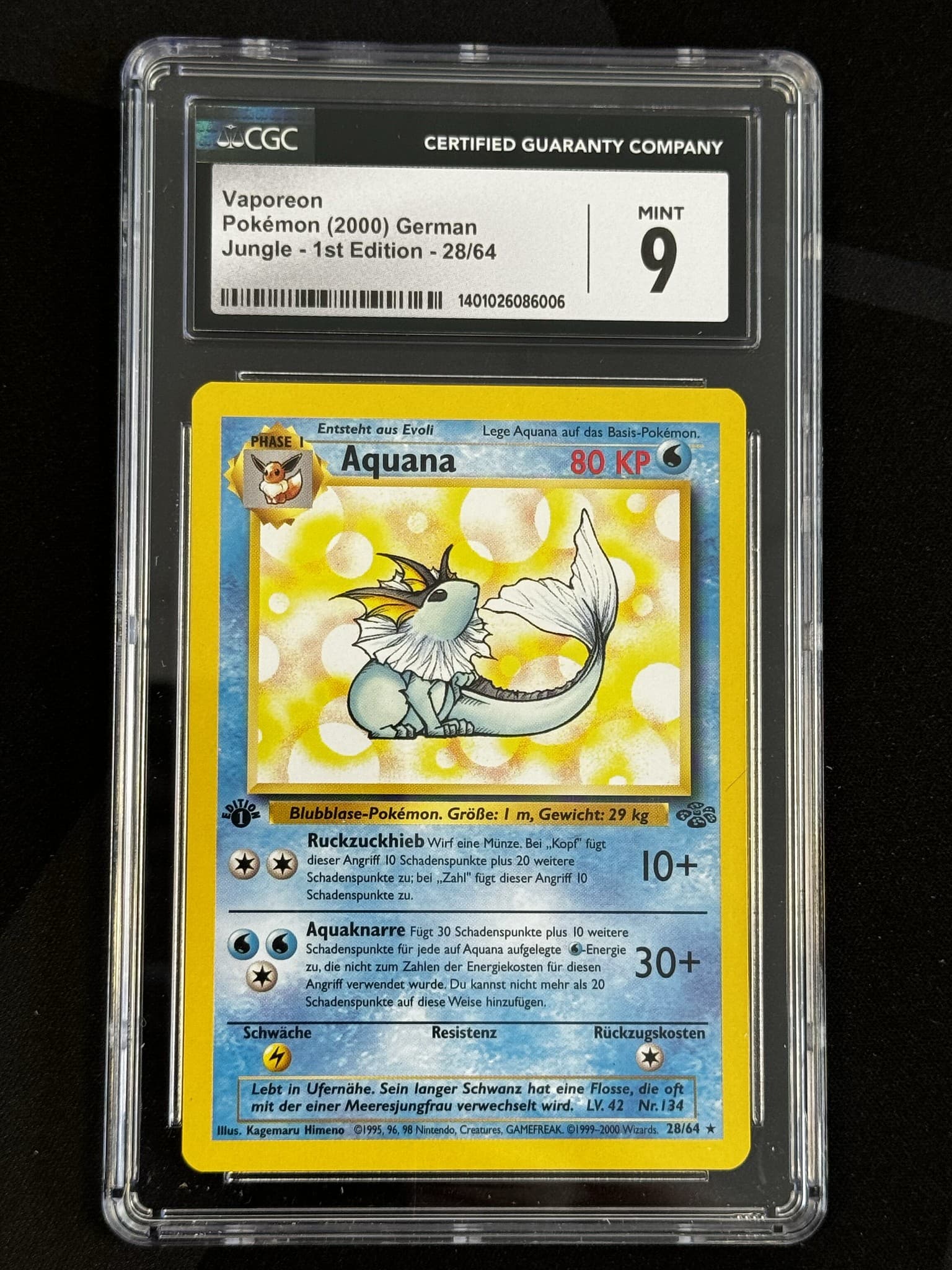 Vaporeon - JU 28 - German - CGC 9