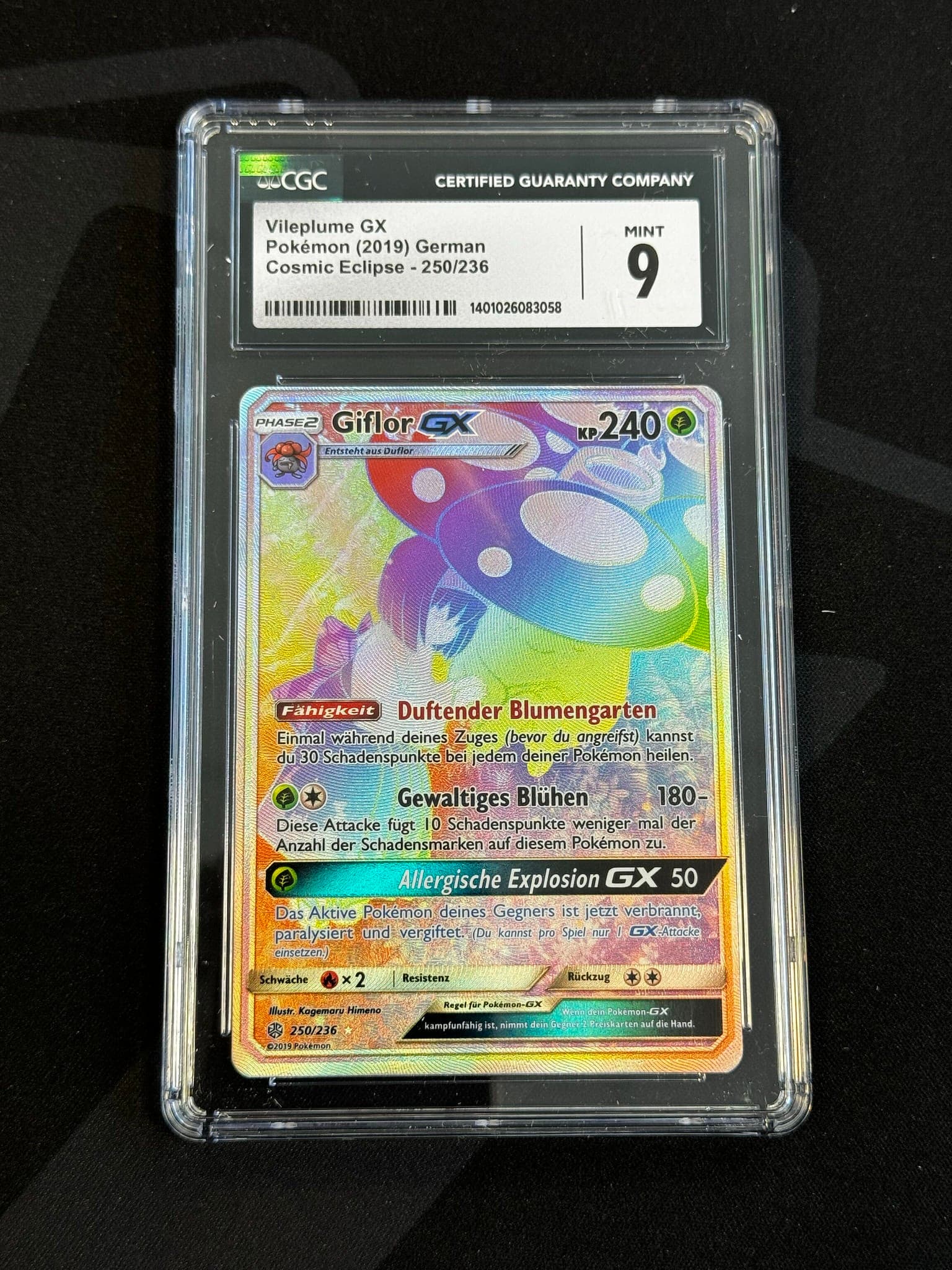 Vileplume GX - CEC 250 - German - CGC 9